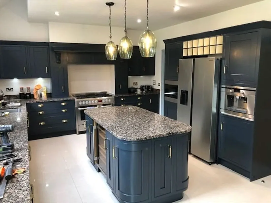 A hand painted kitchen in a bold new colour
